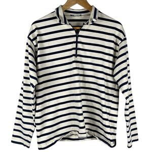 Zara Preppy Quarter-Zip Striped Long Sleeve Collared Pullover Size‎ Large